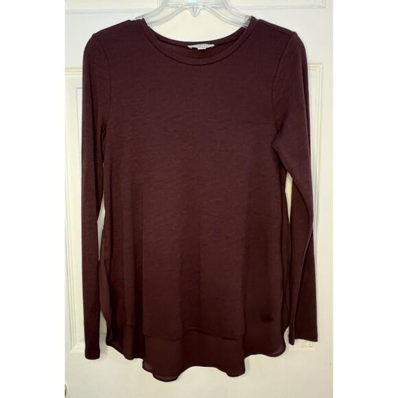 Loft Outlet Women’s Maroon Lightweight Knit Shirt XS Layered Look Tunic - Picture 1 of 6